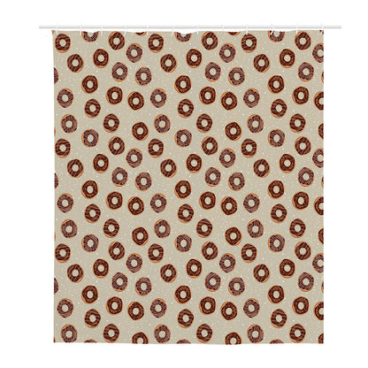 Chocolate Donuts Pattern Print Polyester Shower Curtain