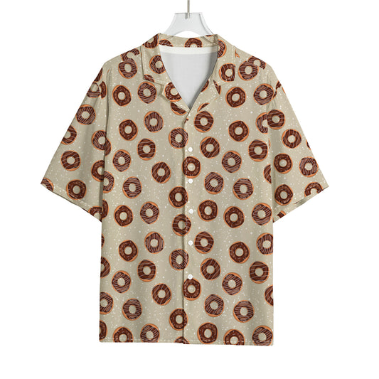 Chocolate Donuts Pattern Print Rayon Hawaiian Shirt