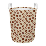 Chocolate Donuts Pattern Print Round Laundry Basket