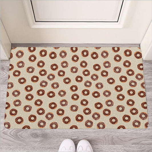 Chocolate Donuts Pattern Print Rubber Doormat