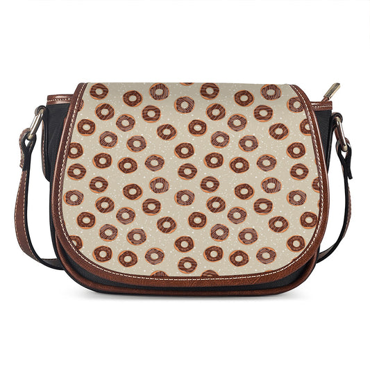 Chocolate Donuts Pattern Print Saddle Bag