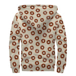 Chocolate Donuts Pattern Print Sherpa Lined Zip Up Hoodie