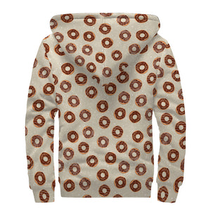 Chocolate Donuts Pattern Print Sherpa Lined Zip Up Hoodie