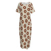 Chocolate Donuts Pattern Print Short Sleeve Long Nightdress