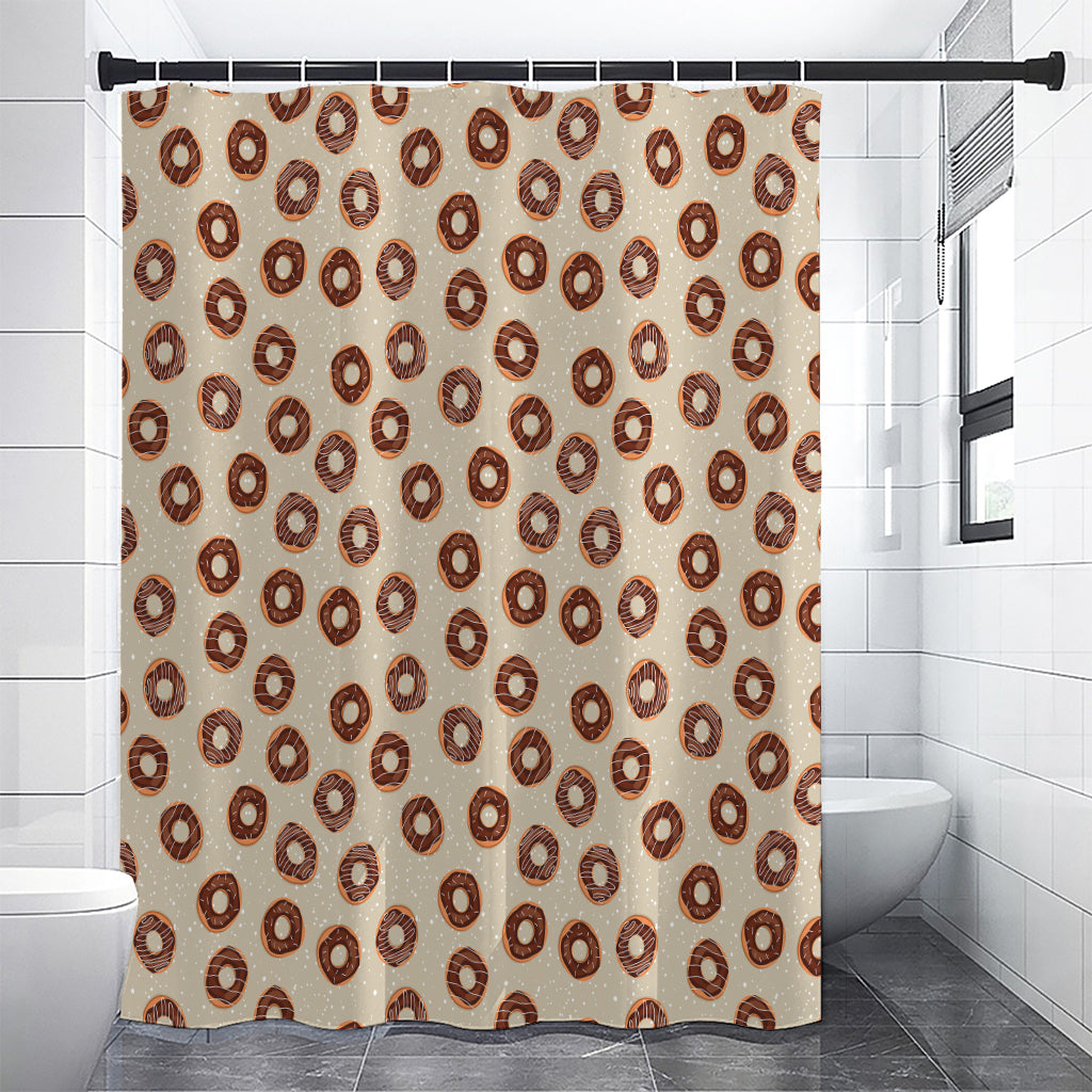 Chocolate Donuts Pattern Print Shower Curtain