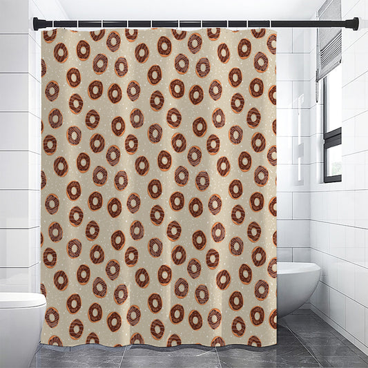 Chocolate Donuts Pattern Print Shower Curtain