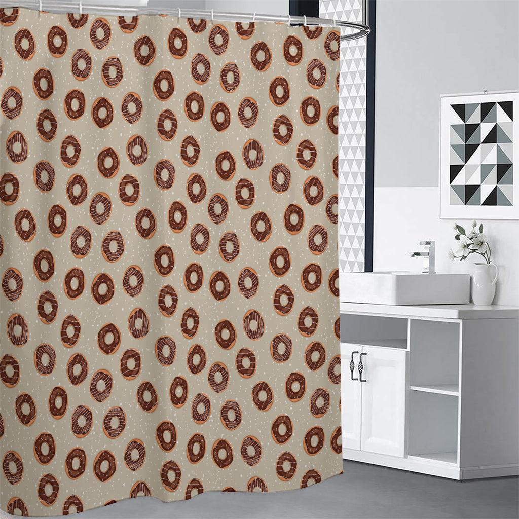 Chocolate Donuts Pattern Print Shower Curtain
