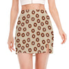 Chocolate Donuts Pattern Print Side Slit Mini Skirt