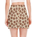 Chocolate Donuts Pattern Print Side Slit Mini Skirt