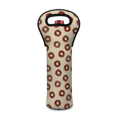 Chocolate Donuts Pattern Print Single Neoprene Wine Tote