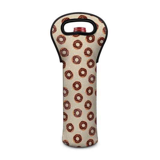 Chocolate Donuts Pattern Print Single Neoprene Wine Tote