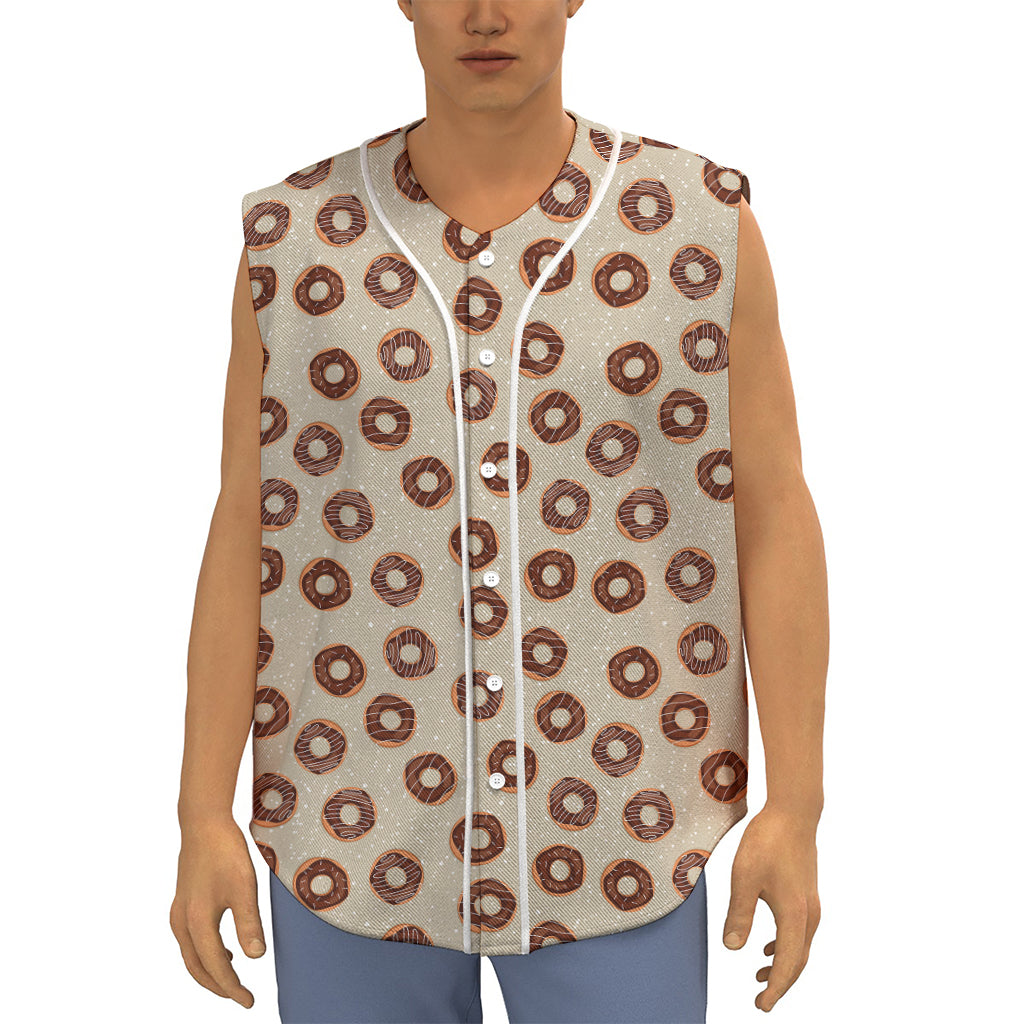 Chocolate Donuts Pattern Print Sleeveless Baseball Jersey