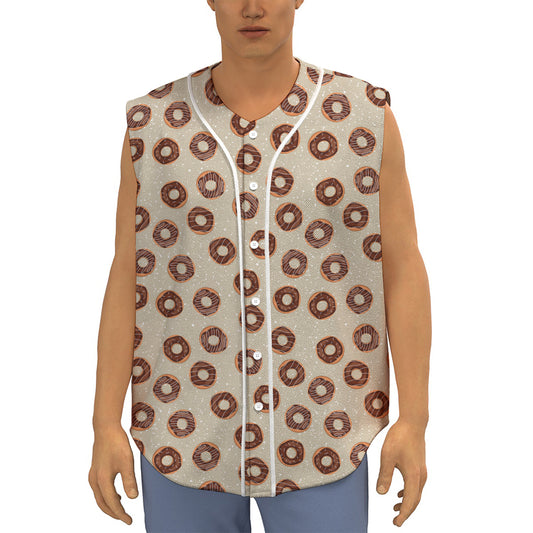 Chocolate Donuts Pattern Print Sleeveless Baseball Jersey