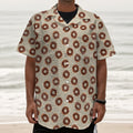 Chocolate Donuts Pattern Print Textured Short Sleeve Shirt