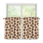 Chocolate Donuts Pattern Print Tier Curtains