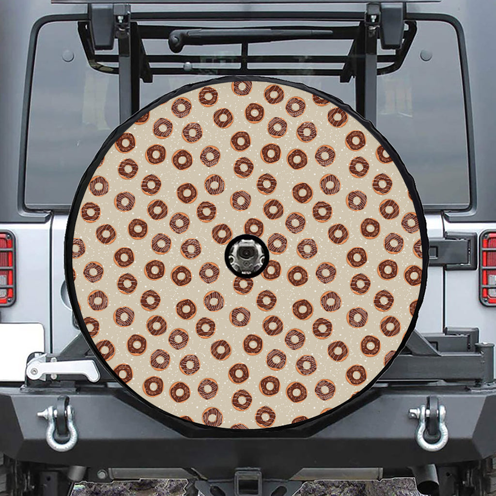 Chocolate Donuts Pattern Print Tire Cover With Camera Hole
