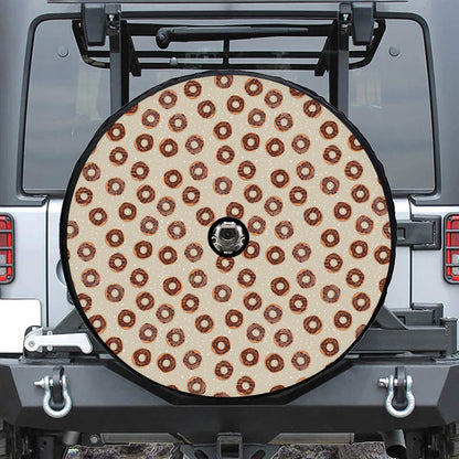 Chocolate Donuts Pattern Print Tire Cover With Camera Hole