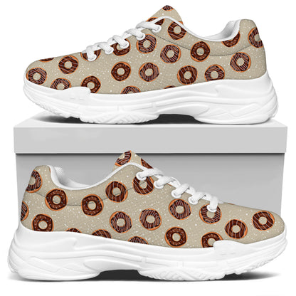 Chocolate Donuts Pattern Print White Chunky Shoes