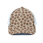 Chocolate Donuts Pattern Print White Mesh Trucker Cap