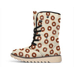 Chocolate Donuts Pattern Print Winter Boots