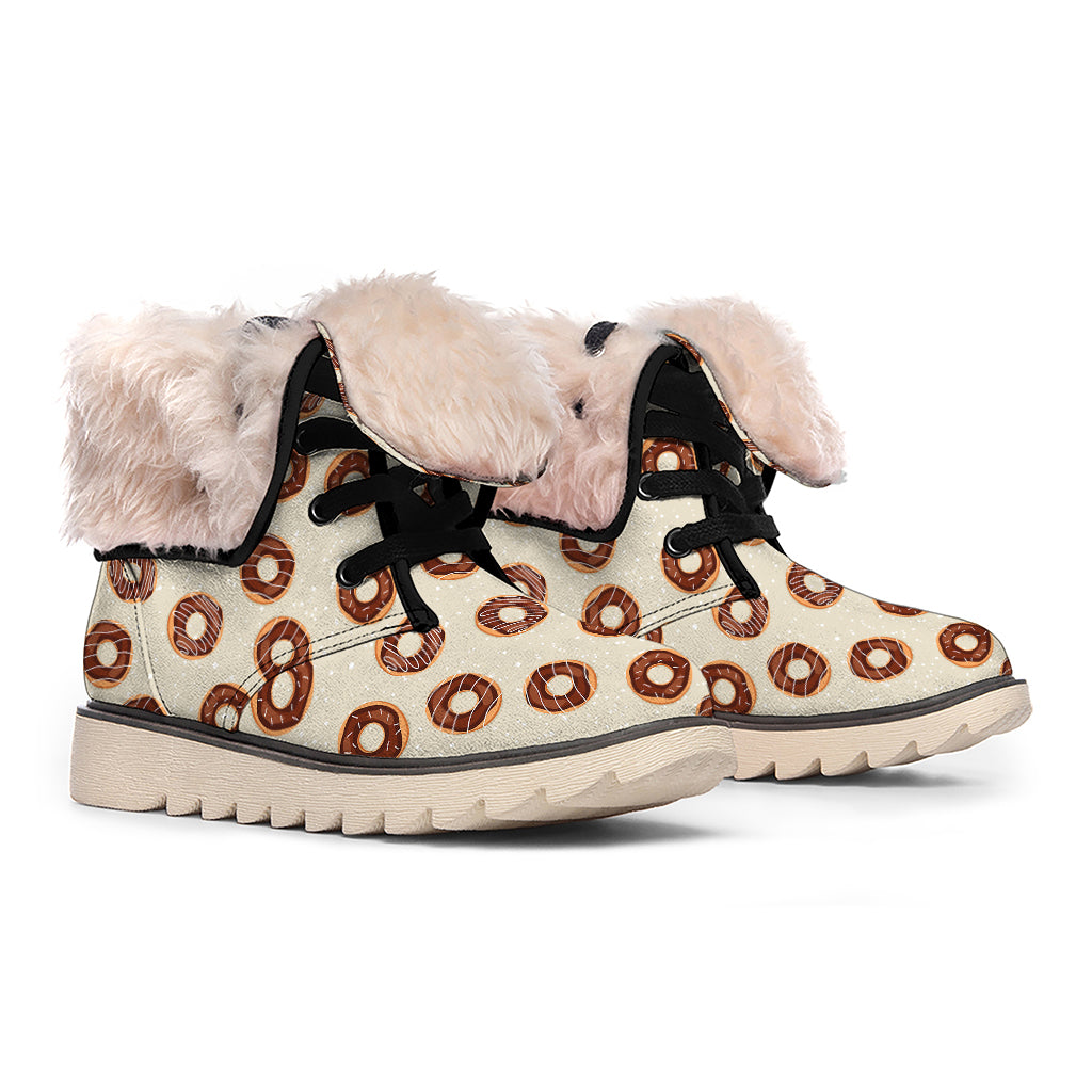 Chocolate Donuts Pattern Print Winter Boots