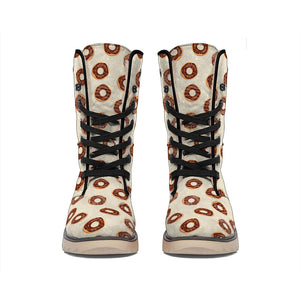 Chocolate Donuts Pattern Print Winter Boots