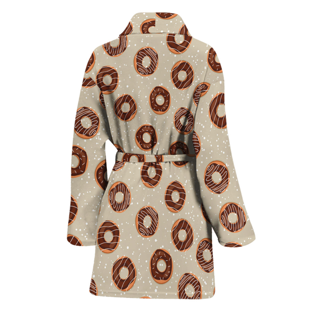 Chocolate Donuts Pattern Print Women's Bathrobe