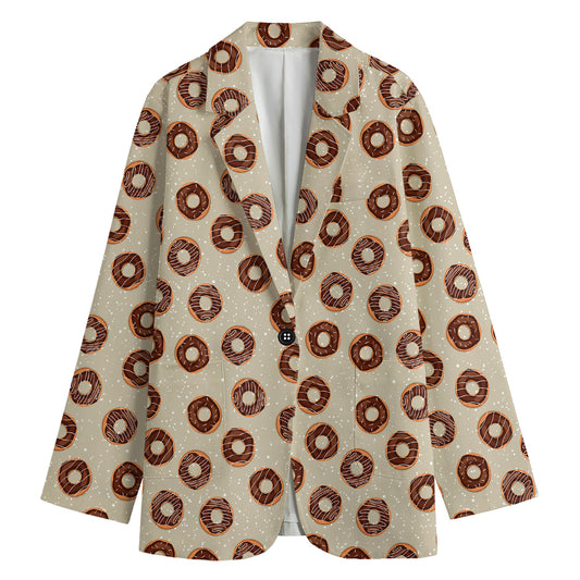 Chocolate Donuts Pattern Print Women's Blazer