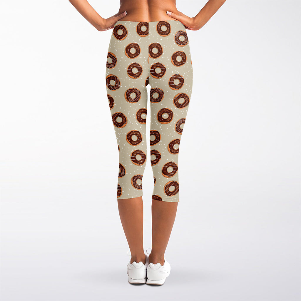 Chocolate Donuts Pattern Print Women's Capri Leggings