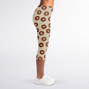 Chocolate Donuts Pattern Print Women's Capri Leggings