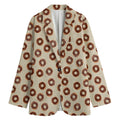 Chocolate Donuts Pattern Print Women's Cotton Blazer