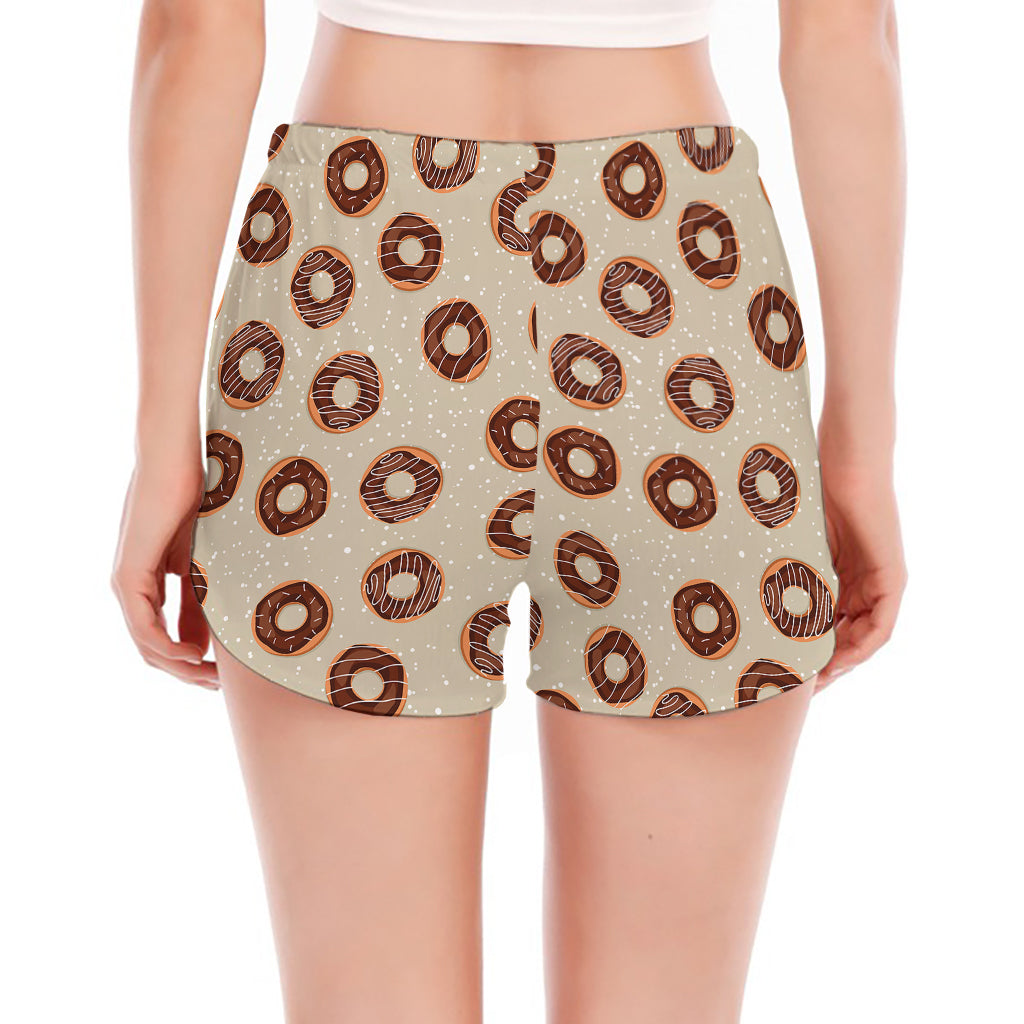 Chocolate Donuts Pattern Print Women's Split Running Shorts