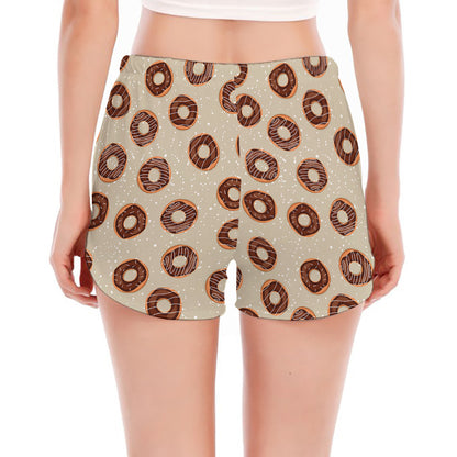 Chocolate Donuts Pattern Print Women's Split Running Shorts