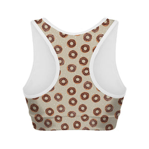 Chocolate Donuts Pattern Print Women's Sports Bra