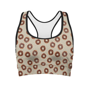 Chocolate Donuts Pattern Print Women's Sports Bra