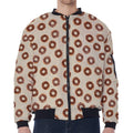 Chocolate Donuts Pattern Print Zip Sleeve Bomber Jacket