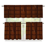 Chocolate Print 3 Piece Kitchen Curtains