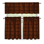 Chocolate Print 3 Piece Kitchen Curtains