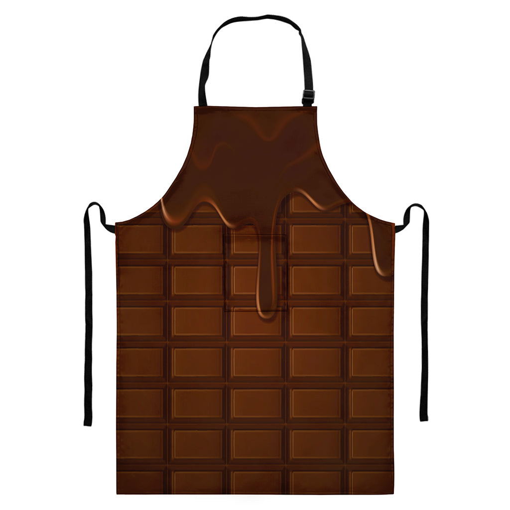 Chocolate Print Bib Apron With Pocket