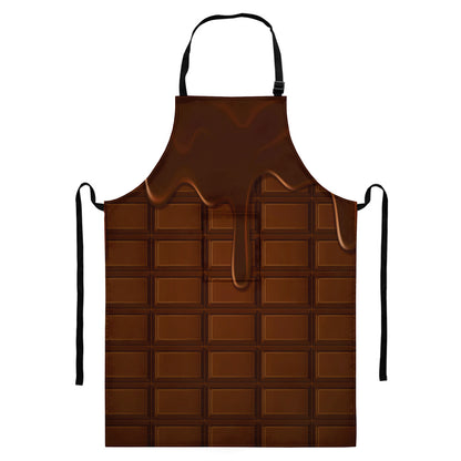 Chocolate Print Bib Apron With Pocket
