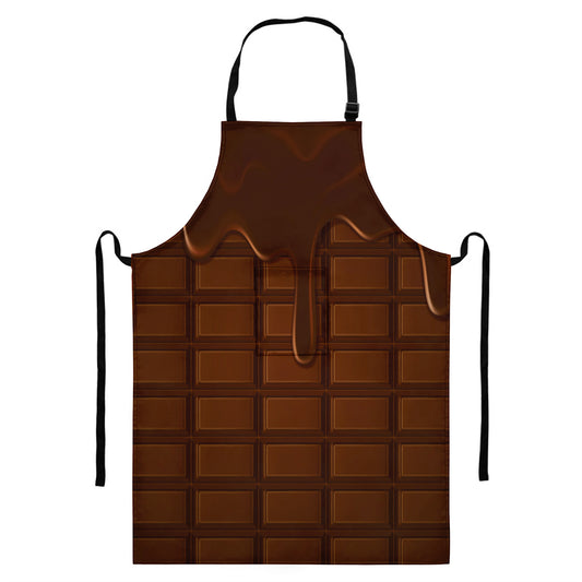 Chocolate Print Bib Apron With Pocket