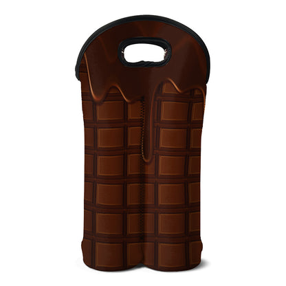 Chocolate Print Double Neoprene Wine Tote