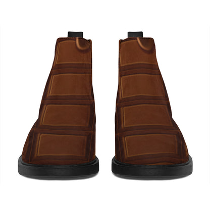 Chocolate Print Flat Ankle Boots