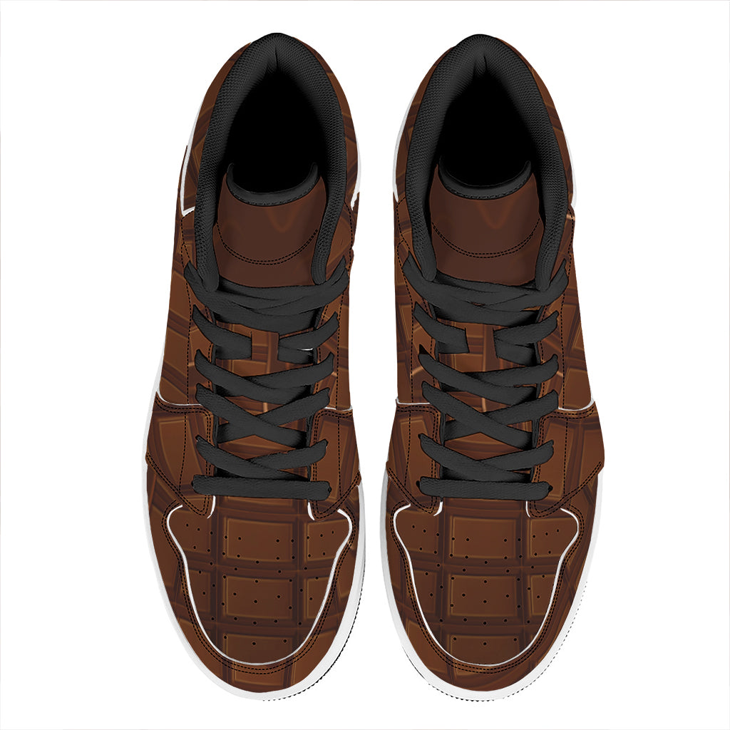 Chocolate Print High Top Leather Sneakers