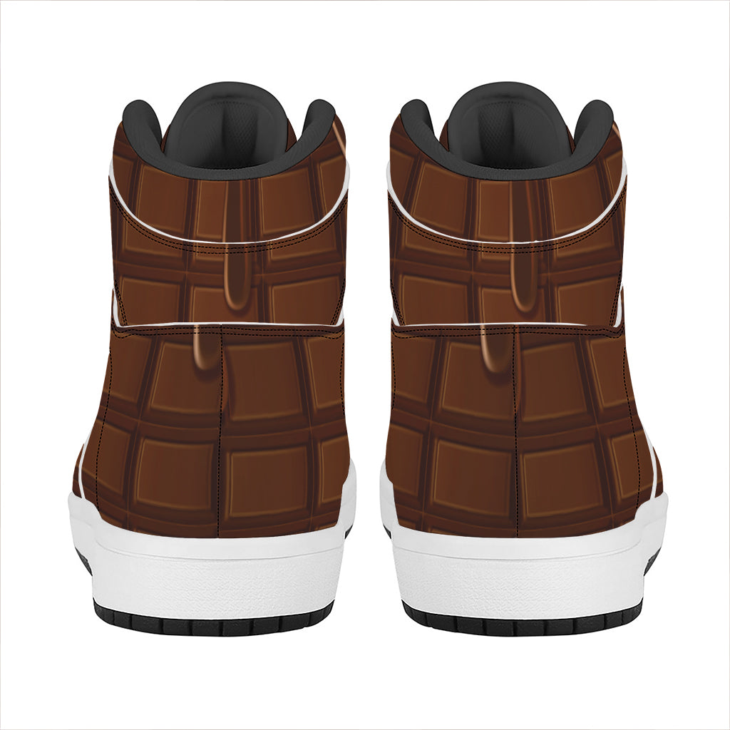 Chocolate Print High Top Leather Sneakers