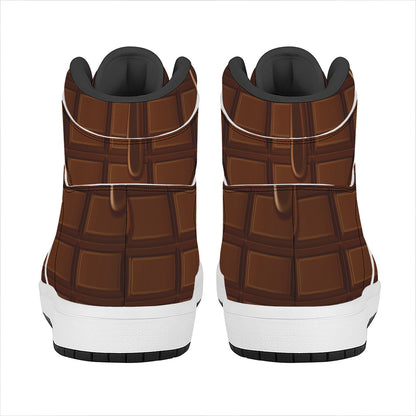 Chocolate Print High Top Leather Sneakers