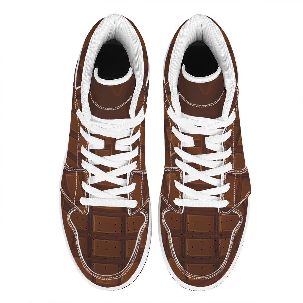 Chocolate Print High Top Leather Sneakers