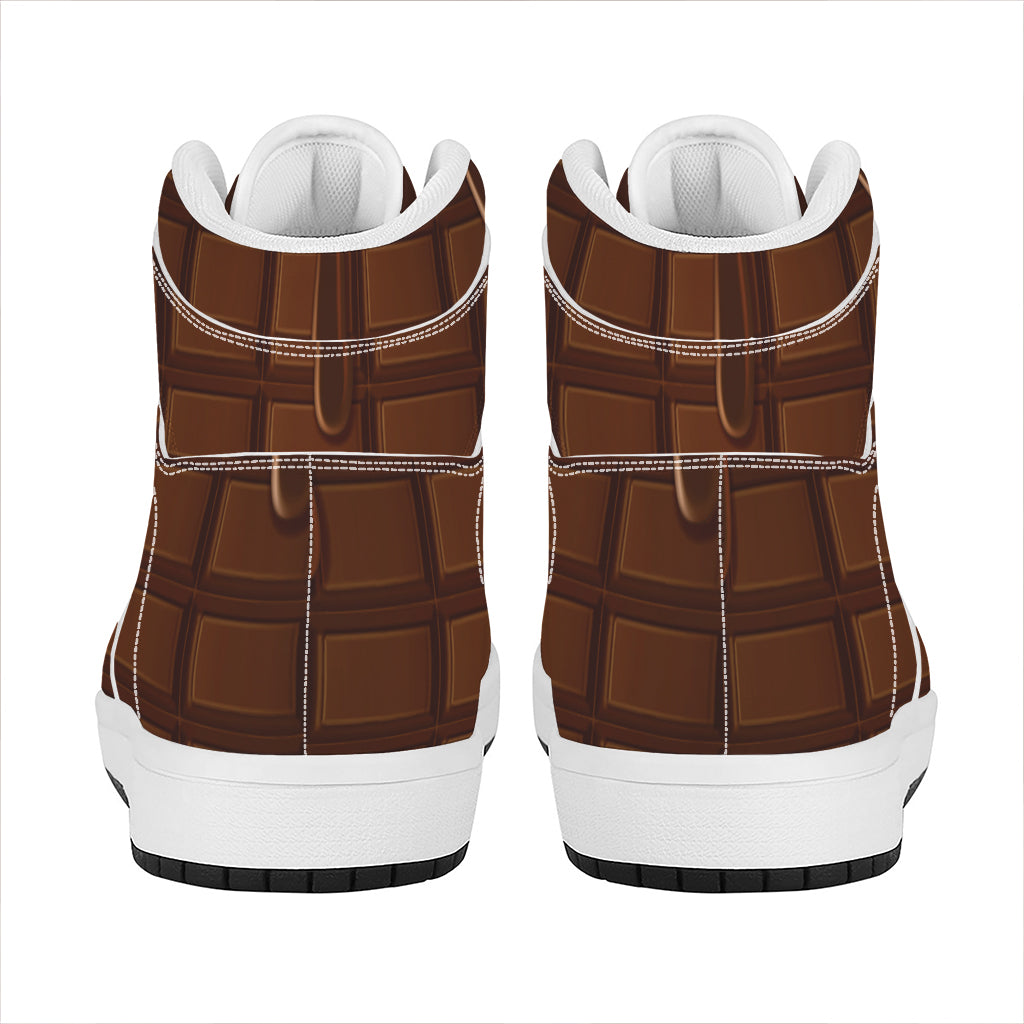 Chocolate Print High Top Leather Sneakers