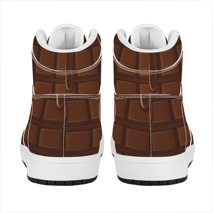 Chocolate Print High Top Leather Sneakers