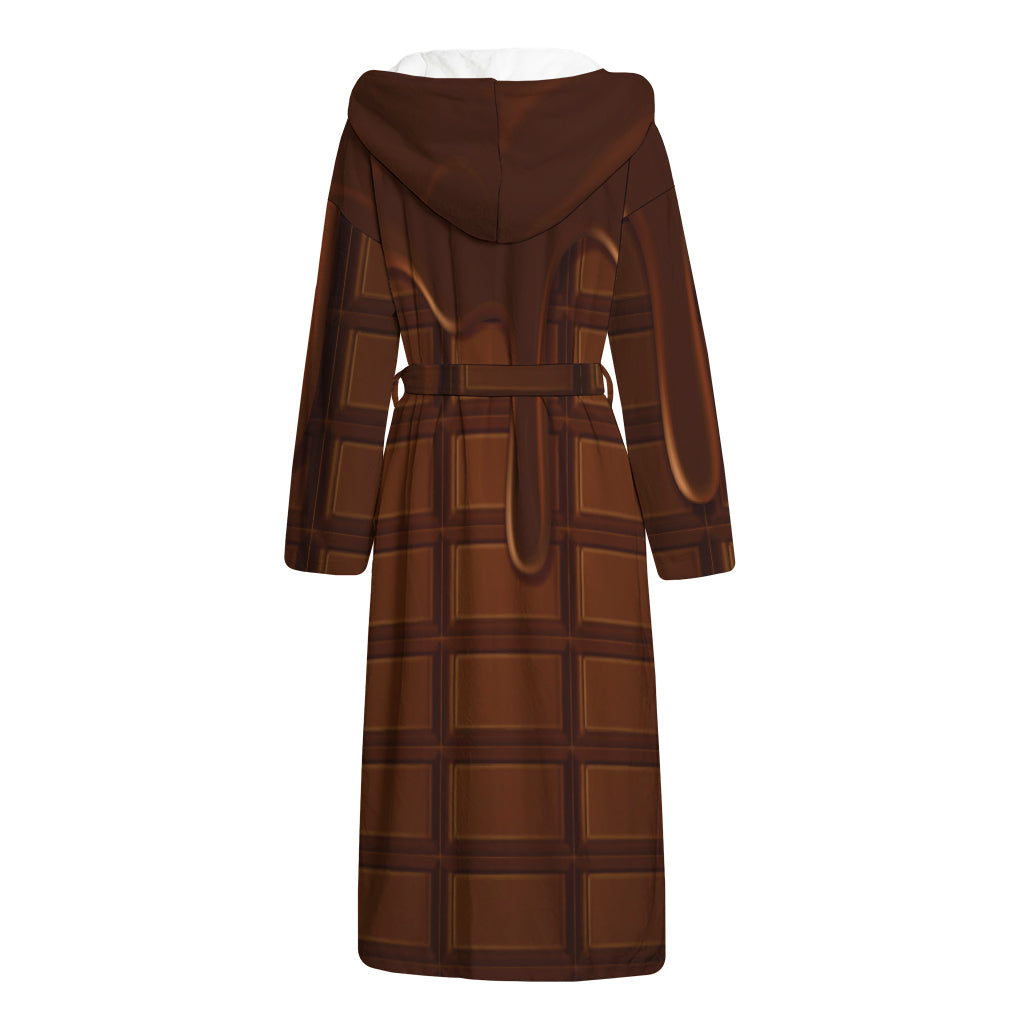 Chocolate Print Hooded Bathrobe